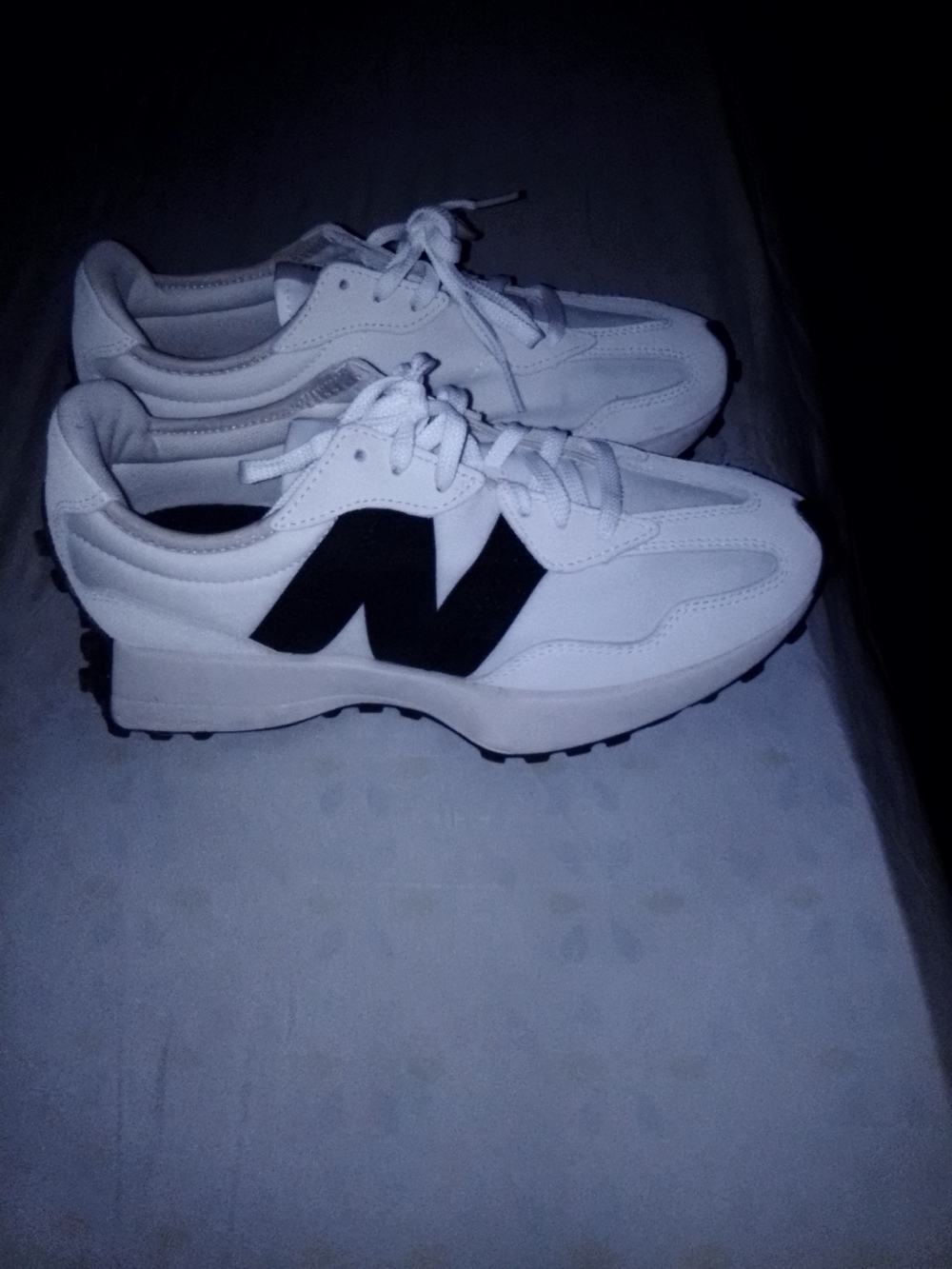 New Balance White Sneakers with Black 'N' Accent